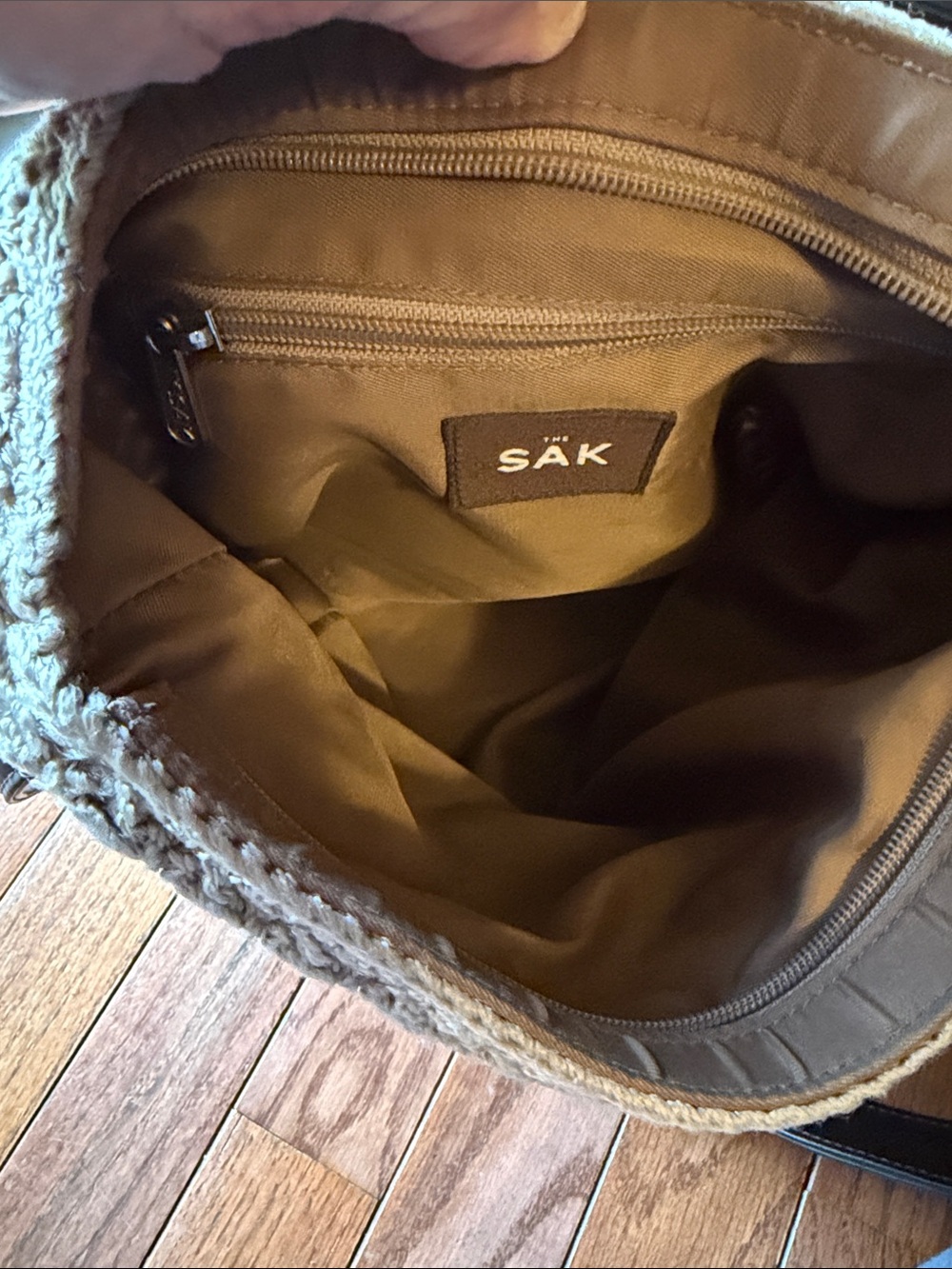 The Sak Beige Woven Crochet Shoulder Bag with Black Strap - Picture 3 of 3